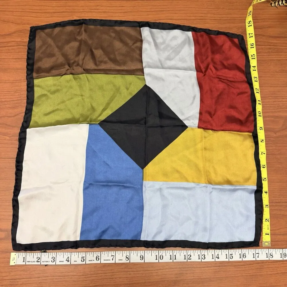 Vintage Chameleon Hand-Rolled Silk Made In Italy Square Scarf Geometric 17”x17”